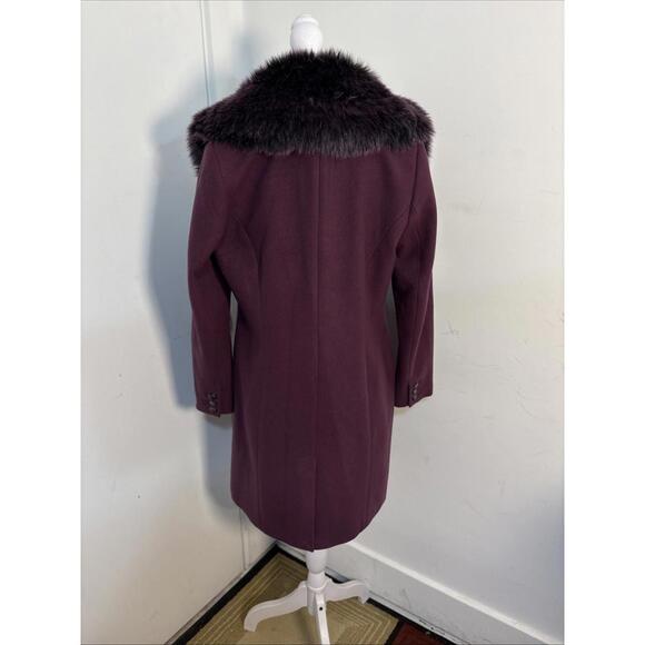 NWT White House Black Market Coat Womens Small Purple Removable Faux Fur Collar - Picture 8 of 16